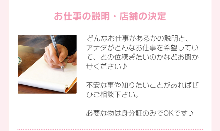 お仕事の説明・店舗の決定